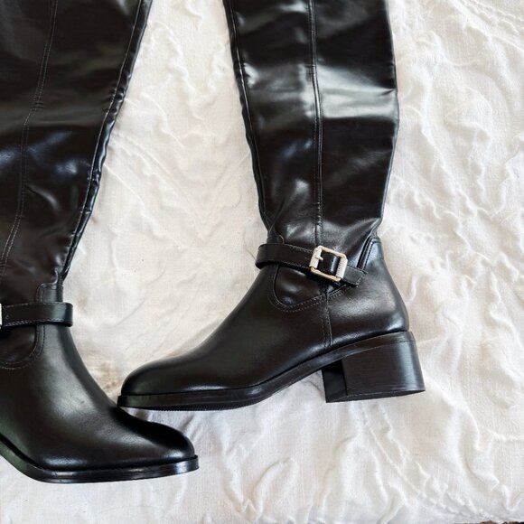 Dolce Vita Elyse Over-The-Knee Buckle Block Heel Boot Size 8 New - Picture 2 of 7